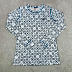 Kari Traa Shirt Womens XL Blue Floral Long Sleeve Jersey Base Layer Stretch